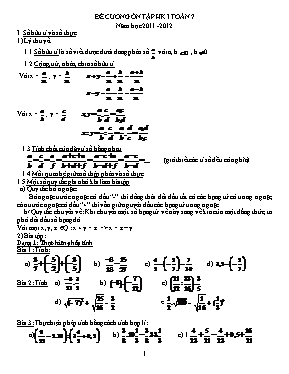 Đề cương ôn tập học kì I Toán 7 năm học 2011 - 2012